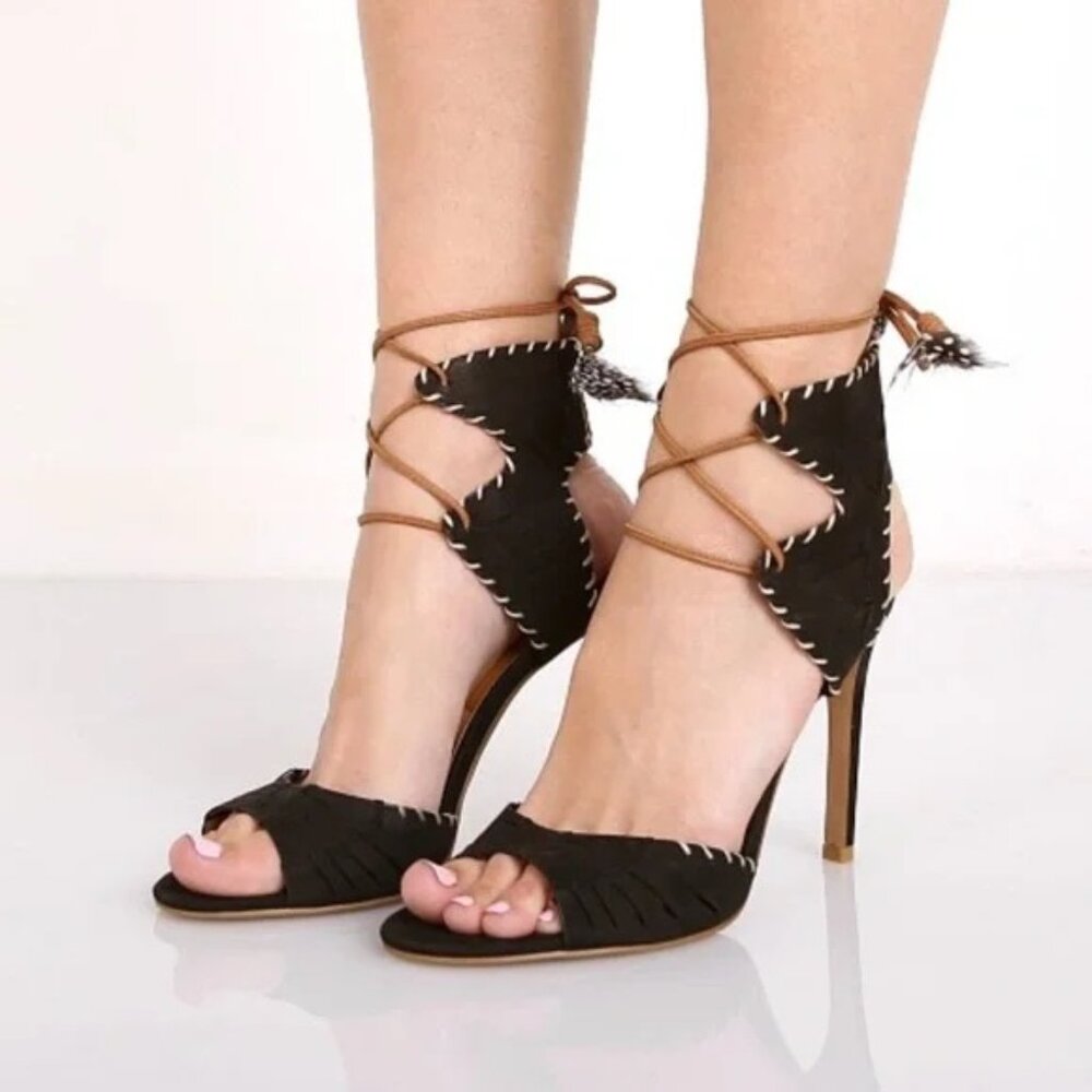 Dolce Vita Hunter Navy & Tan Feather Tie Up Heels
